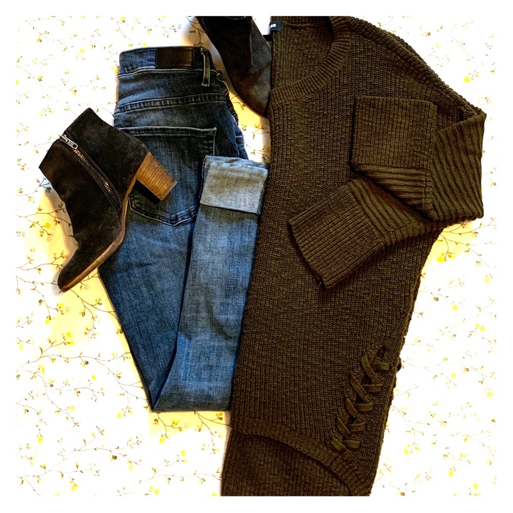 Express forest green sweater.